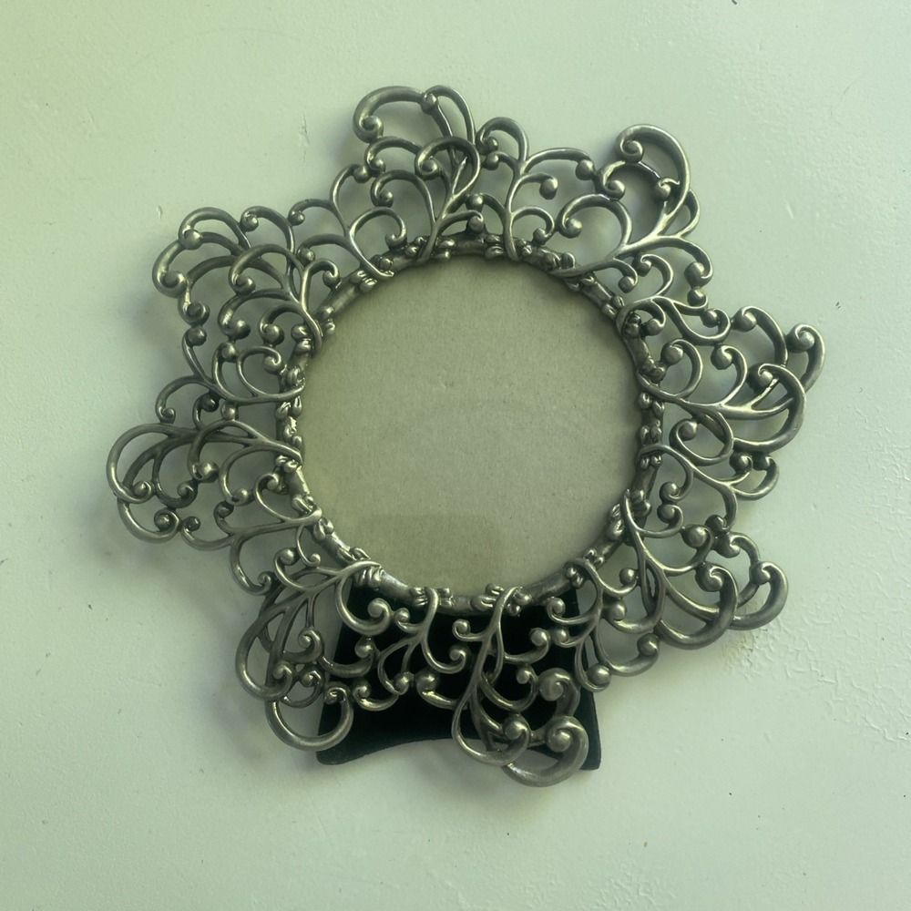 Russ Berrie & Company Pewter Metal Scroll Whimsy Frame Fits 4"X4" Picture Heavy